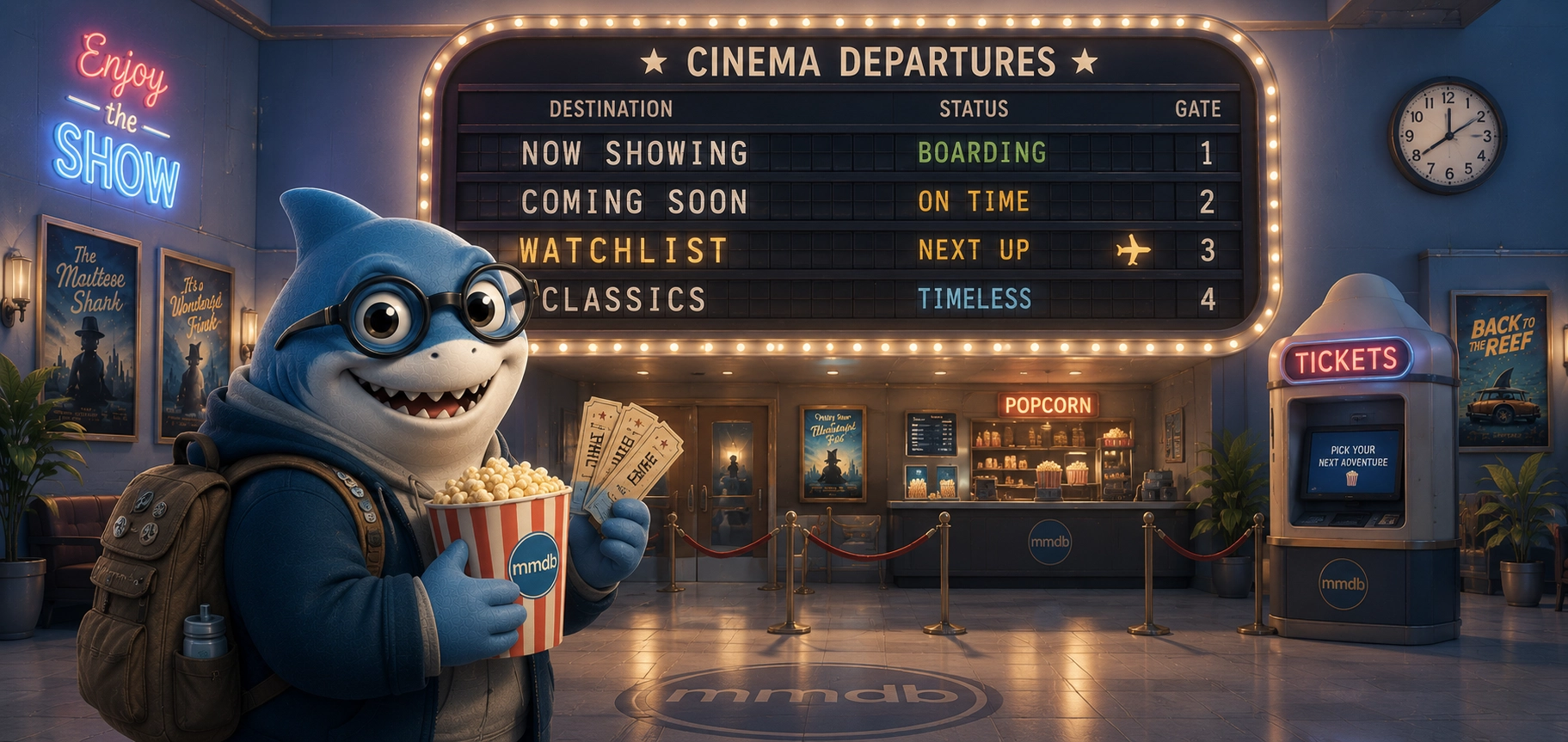 Sharky prøver å velge hva han skal se på